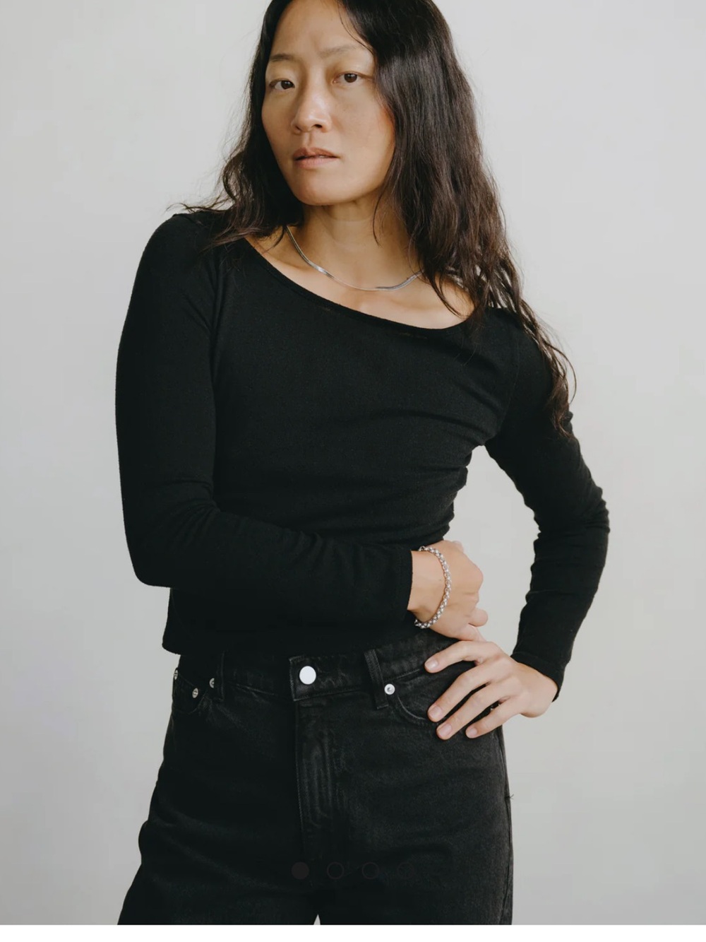 OZMA Blake Boatneck, Regen Silk Noil Jersey, Black